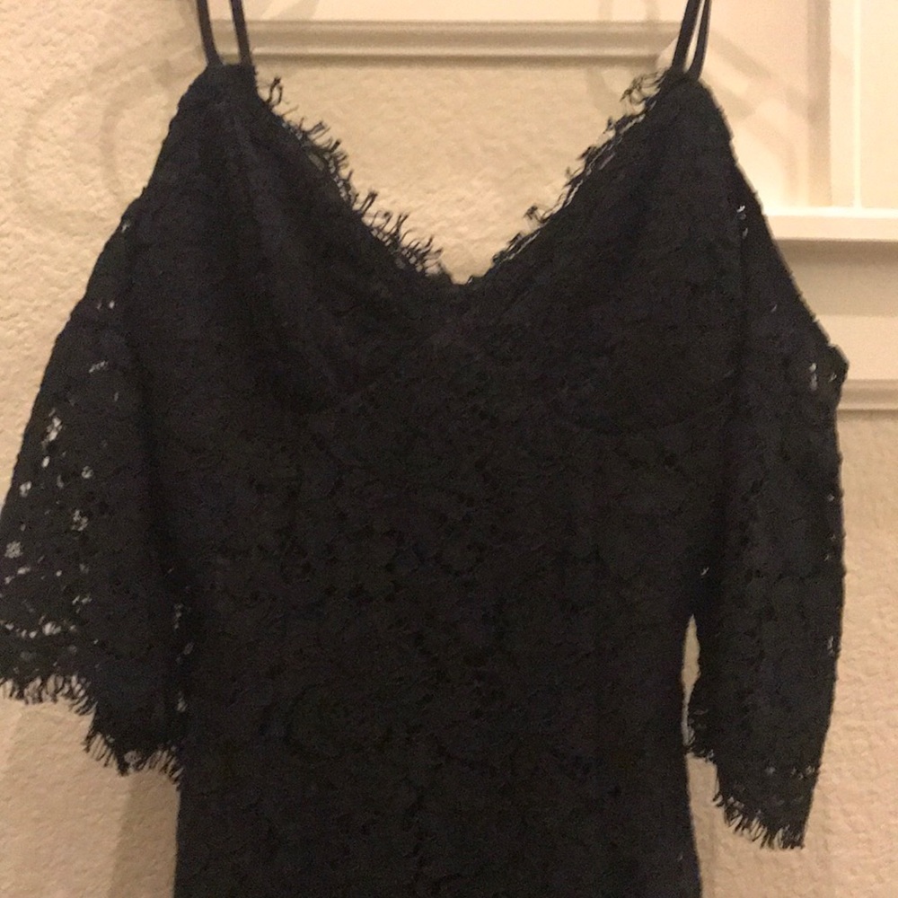 Bardot black lace dress